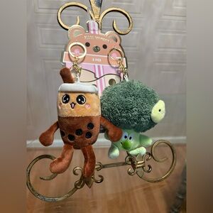 Brand New  Danbar Plush Keychain Broccoli 🥦& Capucino  NWT